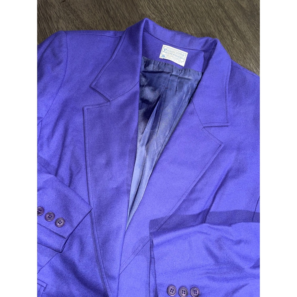 Vintage 70's Pendleton Womens 24W Purple Wool Blazer Single Button Made in USA